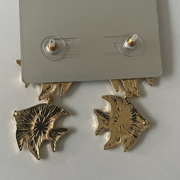 SUGARFIX by BaubleBar sparkly embellished gold & blue 2 tiered fish NWT NEW - Picture 3 of 4